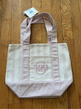 Trader Joe’s Striped Mini Canvas Tote Bag - Pink